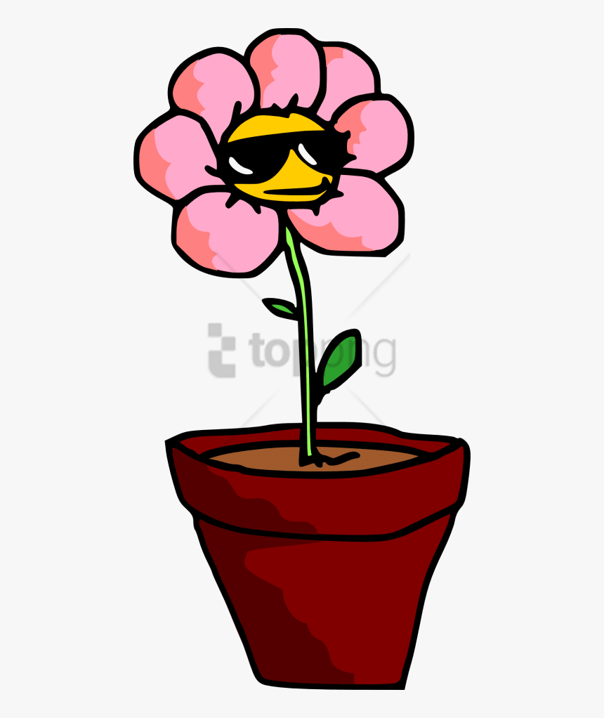 Free Png Plants With Sunglasses Cartoon Png Image With - Cartoon Potted Plant, Transparent Png, Free Download