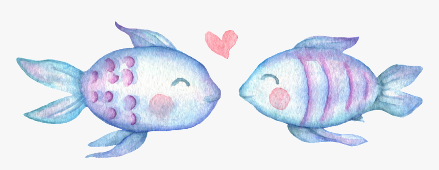 Painted Love Fish Pattern Elements - Two Fish Kissing Clipart, HD Png Download, Free Download