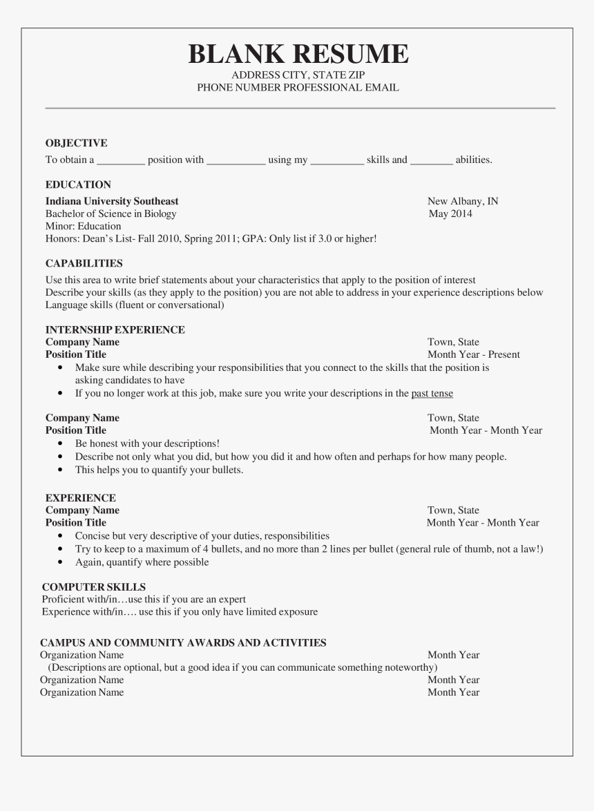 Curriculum Vitae Blank Template Main Image - Manila Doctors Hospital Room Rates 2018, HD Png Download, Free Download