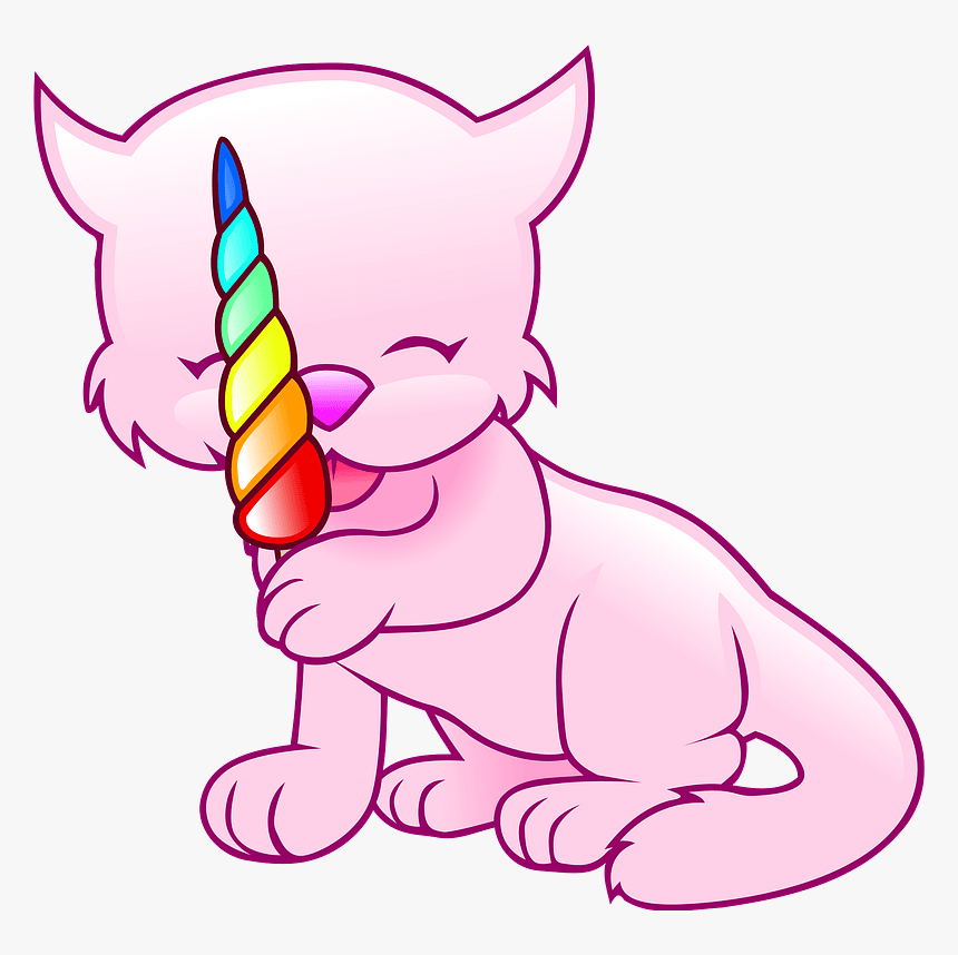 Pink Cat With Candy Clipart - Printable Unicorn Cat Coloring Pages, HD Png Download, Free Download