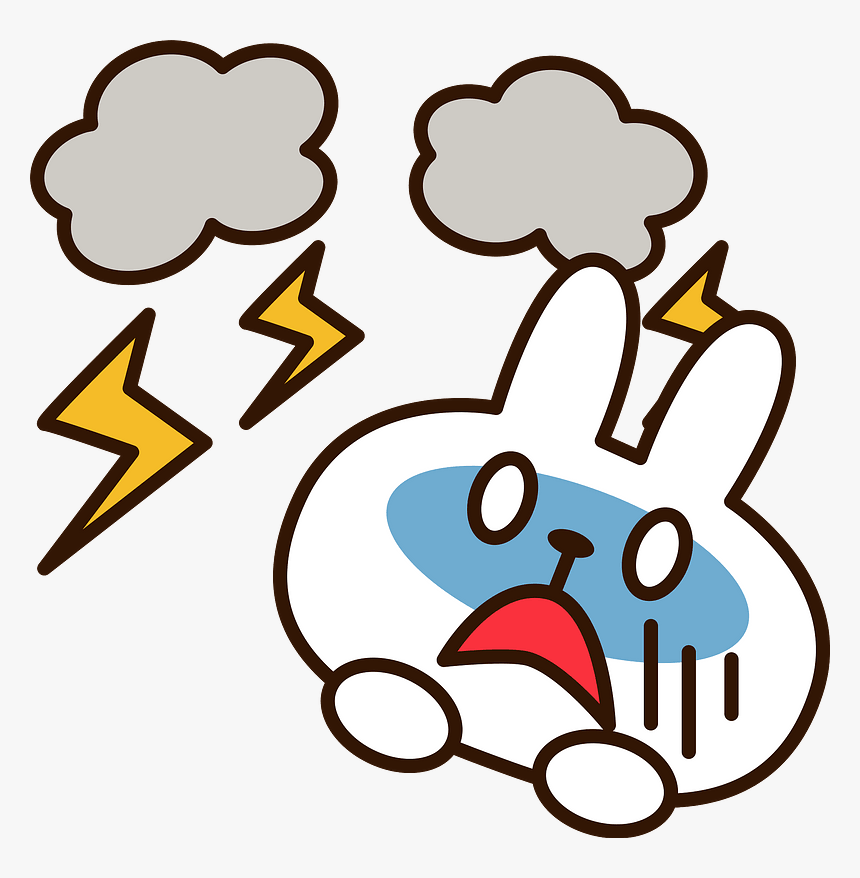 Rabbit Lightning Thunder Clipart - 雷 怖い イラスト, HD Png Download, Free Download