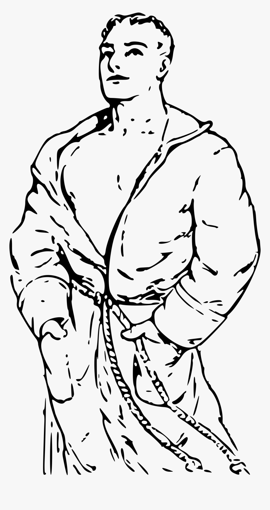 Man In Robe 2 Clip Arts - Man With A Bathrobe Drawing, HD Png Download, Free Download