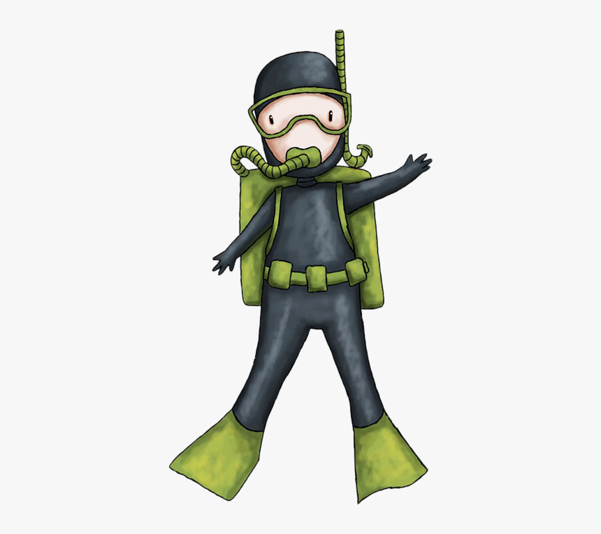 Scuba Diving Png Pic - Drawing Of A Deep Sea Diver, Transparent Png, Free Download