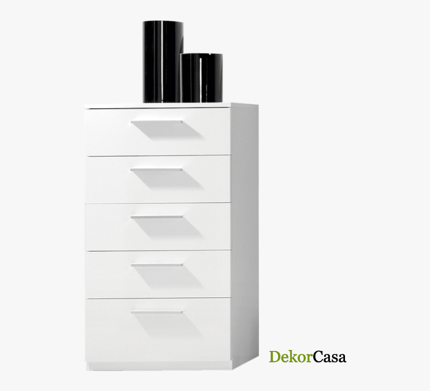 Cómoda 5 Cajones Blanco Brillo - Chest Of Drawers, HD Png Download, Free Download