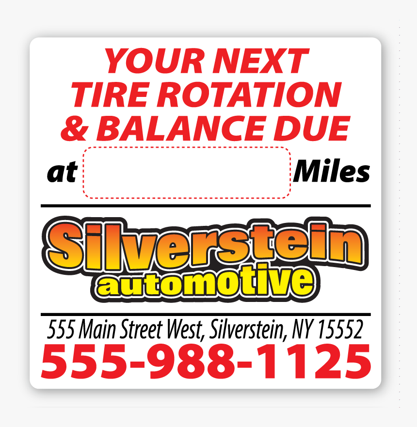 Personalized Custom Full Color Tire Rotation Reminder - Carmine, HD Png Download, Free Download