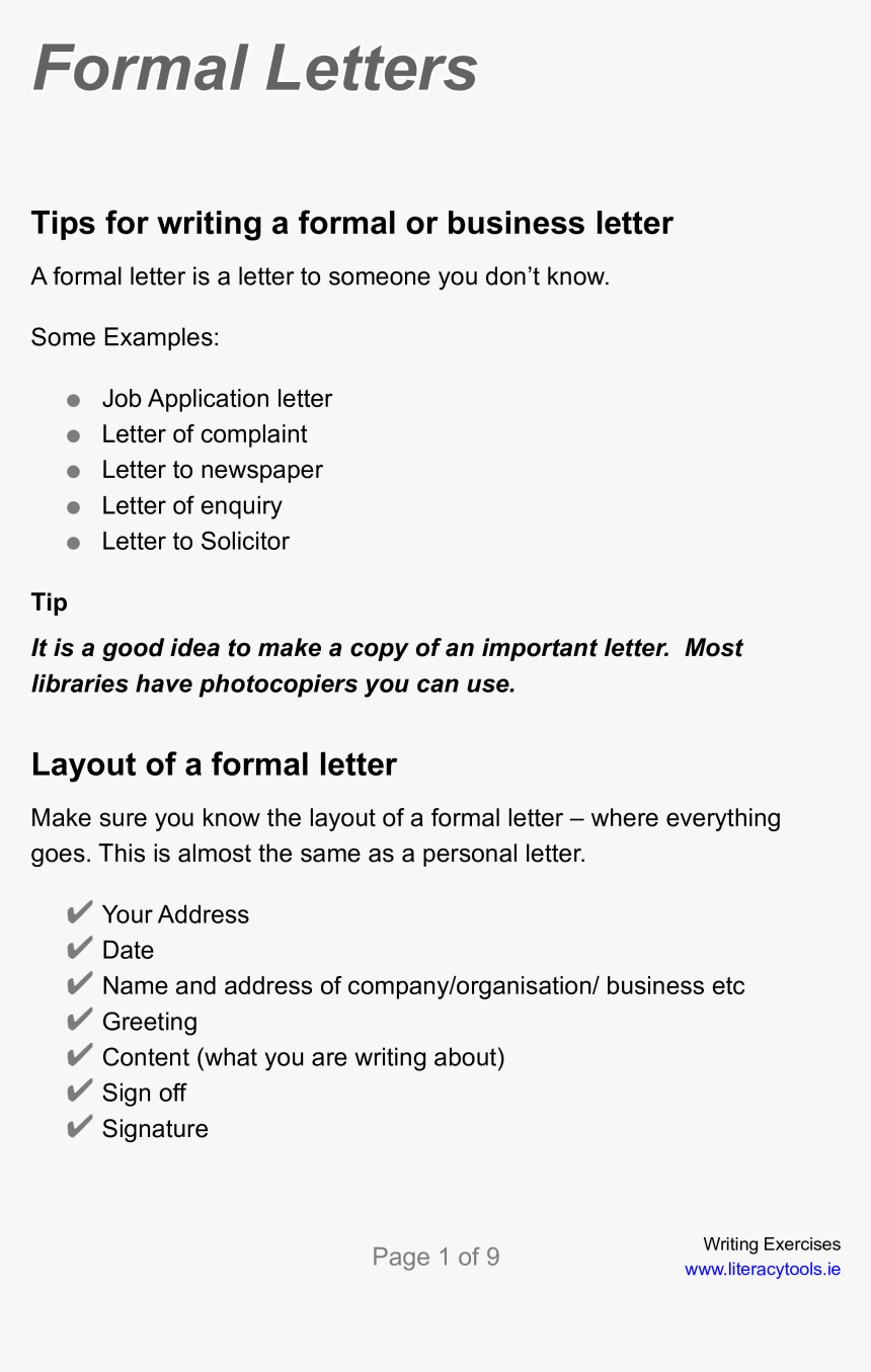 Business Letter Formal Format Main Image - Write A Formal Letter Tips, HD Png Download, Free Download