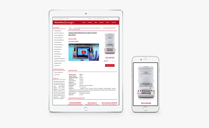 Ncarolina Scientific Ecommerce Website Design - Smartphone, HD Png Download, Free Download