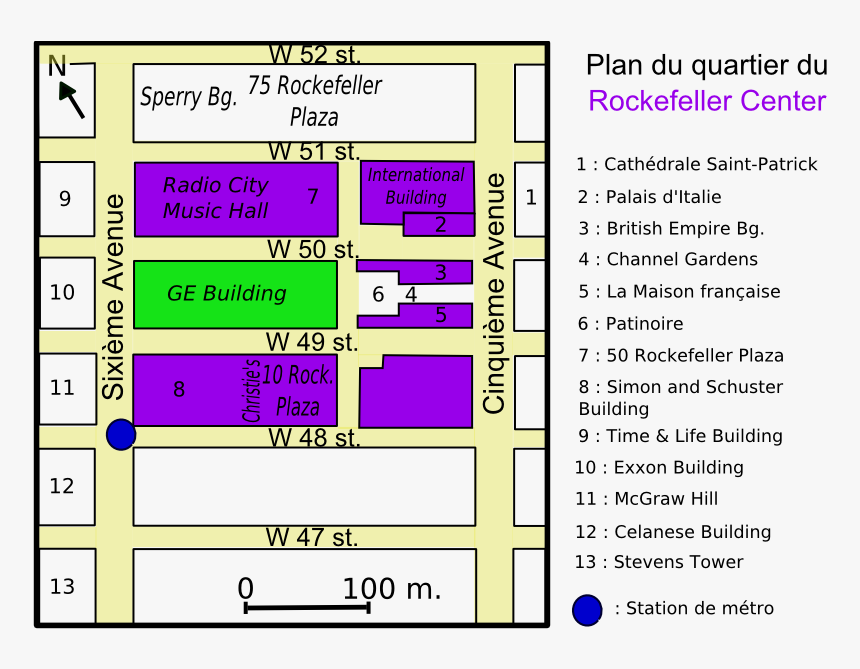 Carte Ge Building - Rockefeller Center Map, HD Png Download, Free Download