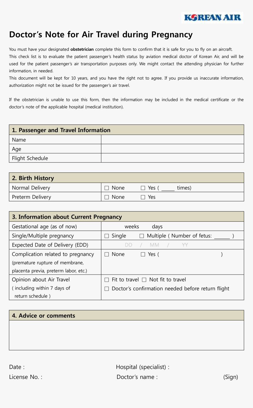 Medical Doctors Note Air Travel During Pregnancy Main - Doctor's Note To Not Travel, HD Png Download, Free Download