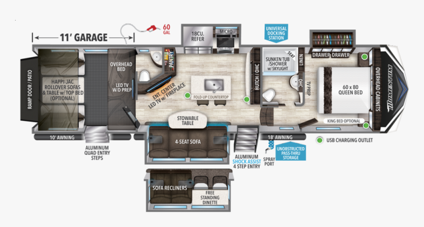 2020 Momentum 351m 5th Wheel Toy Hauler Floor Plans, HD