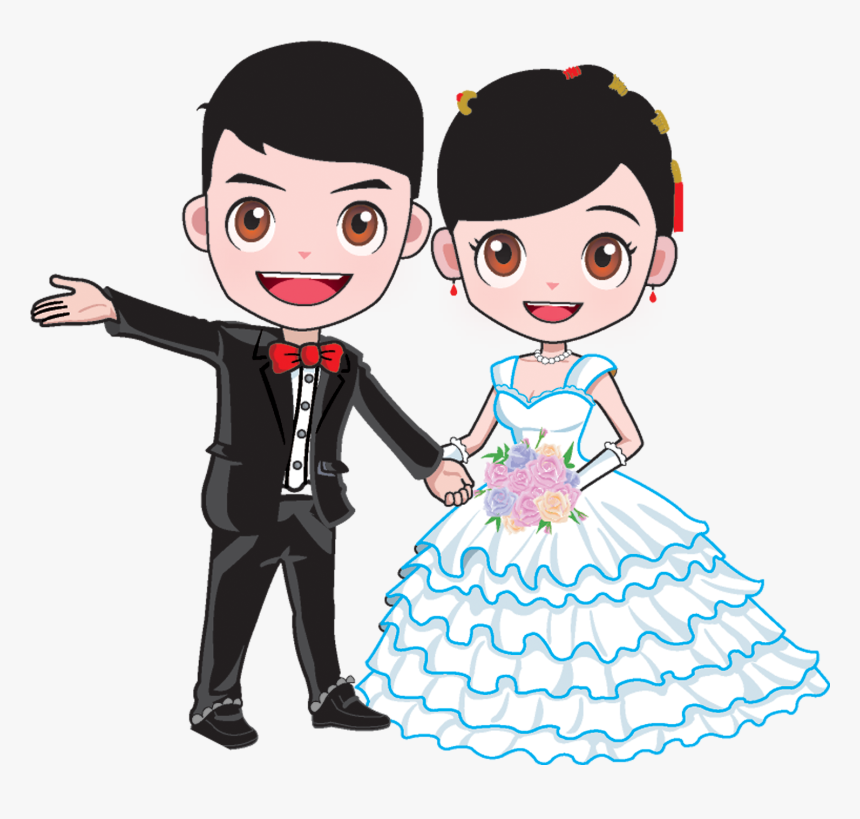 Transparent Bride Clipart Png - Silhouette Bride And Groom Cartoon, Png Download, Free Download
