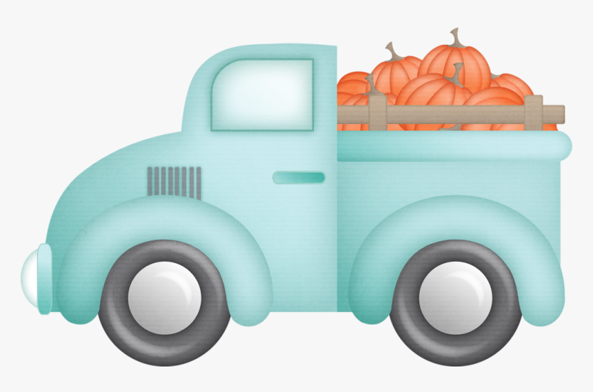 Pickup Truck Pumpkin Clipart Image Freeuse Library - Blue Truck With Pumpkins Clipart, HD Png Download, Free Download