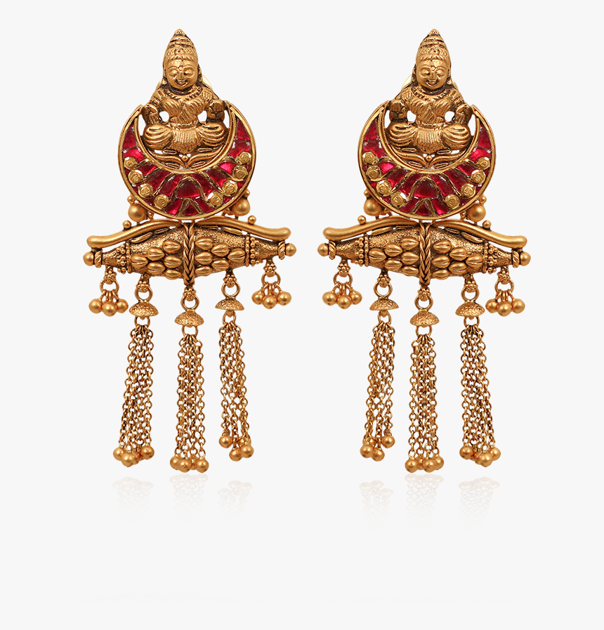 Goddess Lakshmi Crimson Ethnic Earrings - Brass, HD Png Download, Free Download