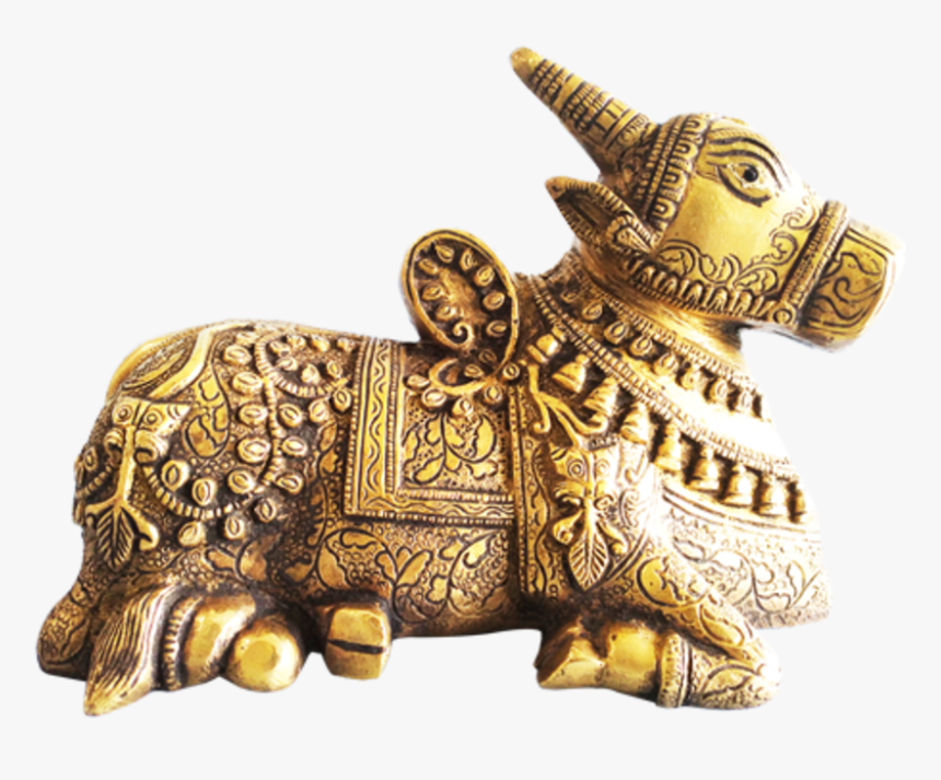 Hand Curved Sitting Nandi Brass Statue , 8 X 6 Inch, - Bronze Sculpture, HD Png Download, Free Download