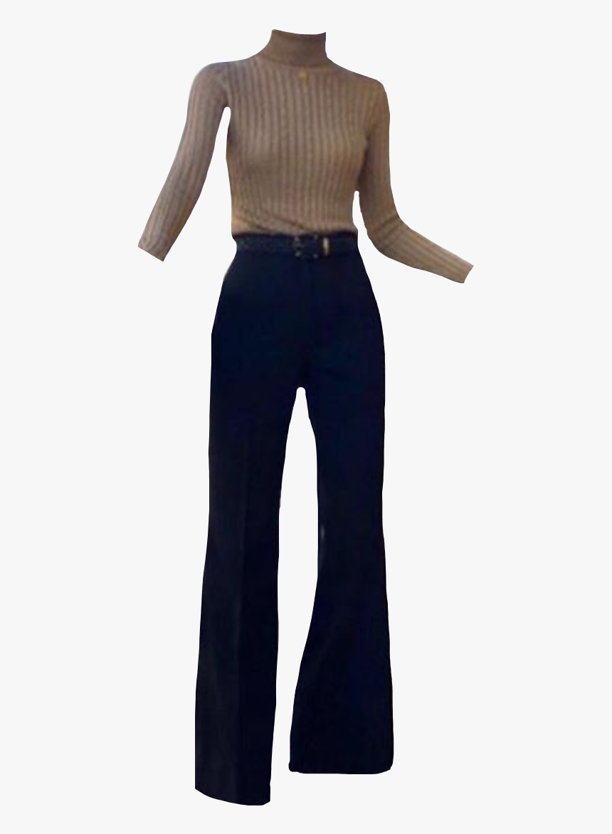 #pants #jeans #trousers #beige #top #turtleneck #outfit - Pocket, HD Png Download, Free Download