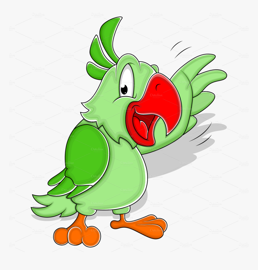 Cartoon Green Parrot - Parrot Png Hd Cartoon, Transparent Png, Free Download