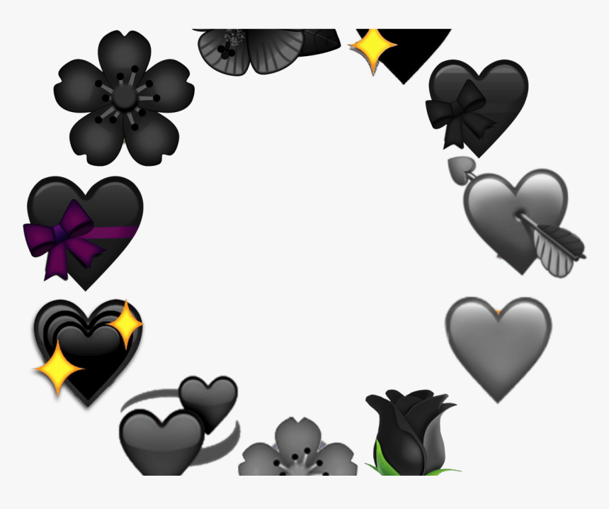 Black And White Flower Emoji Wwwtopsimagescom - Instagram Black Heart Emoji, HD Png Download, Free Download
