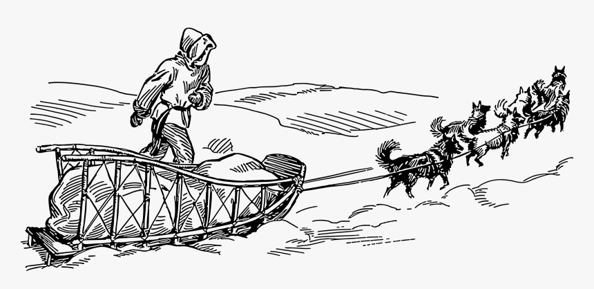 Dog Sled Clip Arts - Dog Sled Clipart Black And White, HD Png Download, Free Download