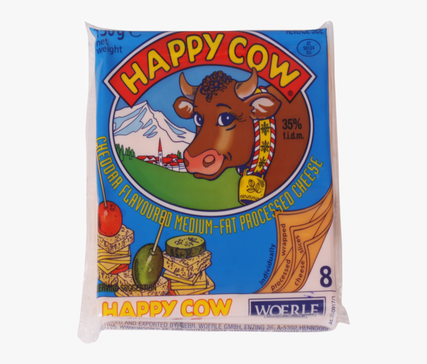 Happy Cow Yellow Cheddar Flavoured Cheese Slice 150g - Happy Cow Mozzarella Cheese Slices, HD Png Download, Free Download