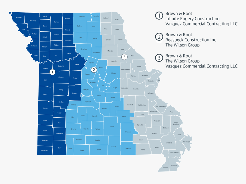 Contractor Service Areas - Mountain Lion Missouri Map, HD Png Download, Free Download