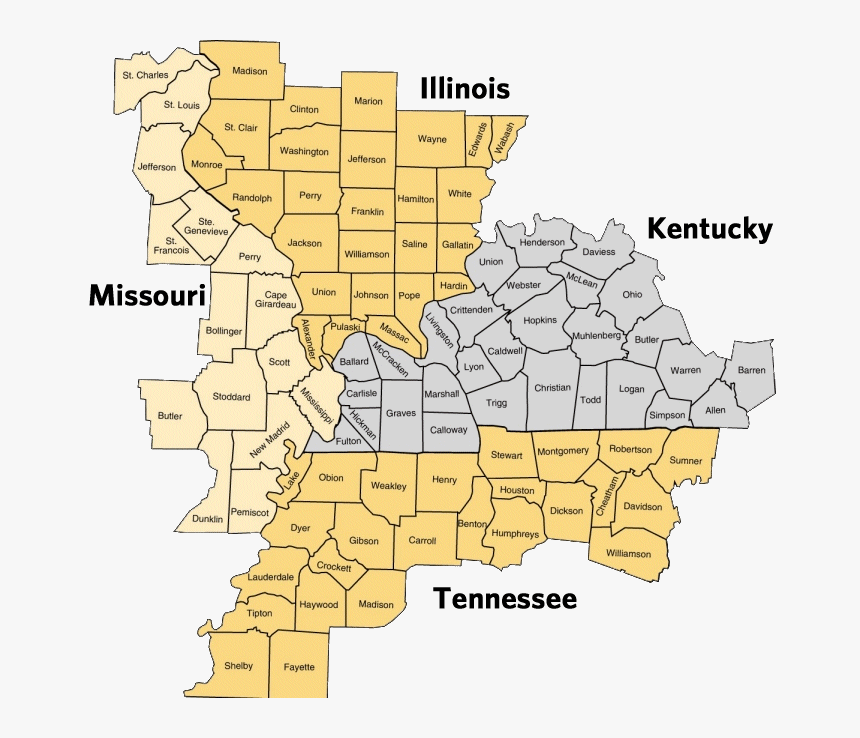 Map Of Kentucky And Missouri , Png Download - Kentucky And Missouri, Transparent Png, Free Download
