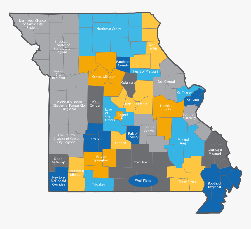 Map Of All Boards/associations In Missouri - Atlas, HD Png Download, Free Download