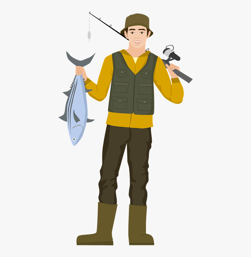 Fisherman Clipart - Cartoon, HD Png Download, Free Download