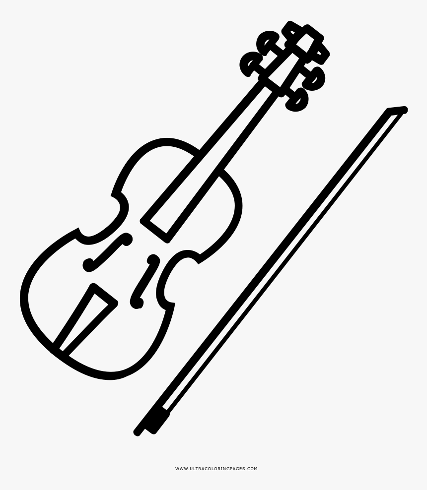 Viola Coloring Page - Outline Image Of Violin, HD Png Download, Free Download