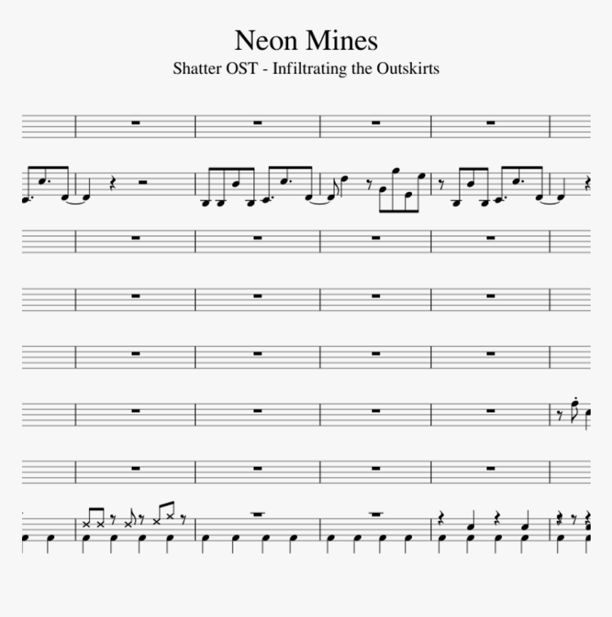 Neon Mines Sheet Music For Bass, Guitar, Viola, Oboe - Sheet Music, HD Png Download, Free Download