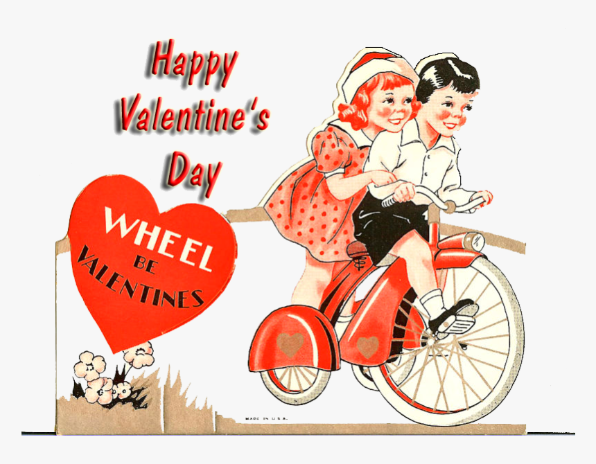 Vintage Valentine Png - Vintage Valentine Bicycle Card, Transparent Png, Free Download