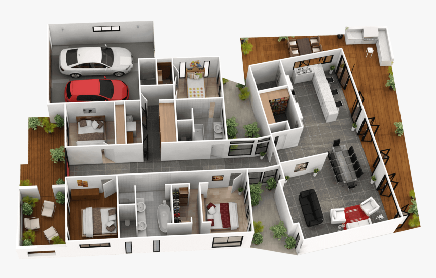 Bedroom 1 Ensuite Bedroom 2 Bedroom 3 Bedroom 4 Bathroom - 4 Bedroom Tiny House Floor Plans, HD Png Download, Free Download