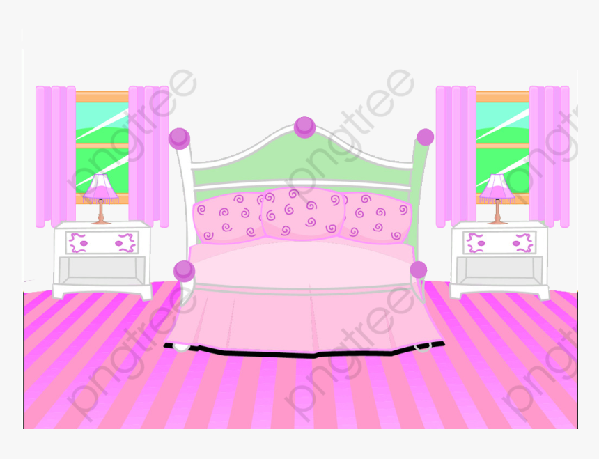 Indoor Scene Pink Floor Bedroom, Bedroom Clipart, Pink - Pink Bedroom Clipart, HD Png Download, Free Download