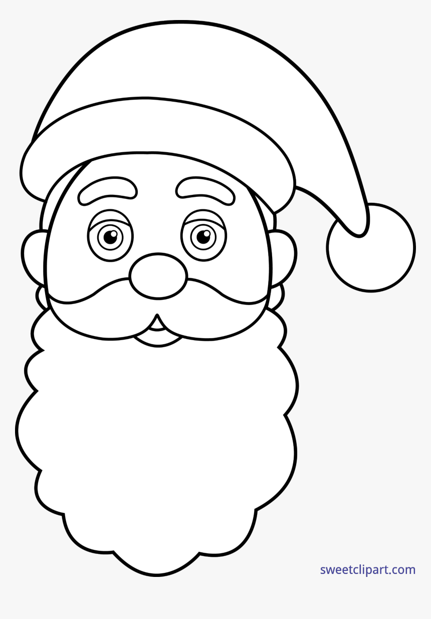 Santa Claus Face Lineart Clip Art - Santa Claus Pencil Drawing, HD Png Download, Free Download