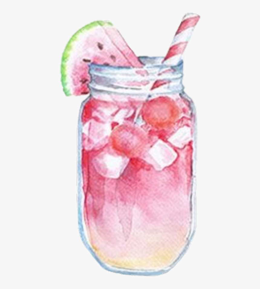 Ftestickers Watercolor Summer Beverage Cocktail Water - Lemonade In Mason Jar Art, HD Png Download, Free Download