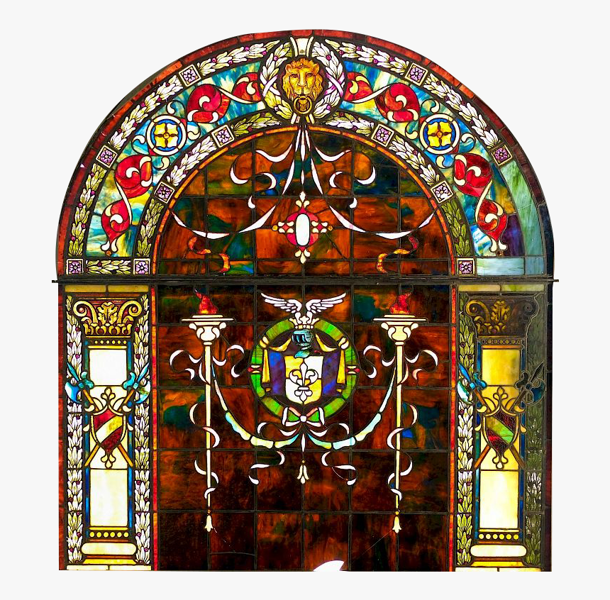 Palatial Antique Stained Glass Landing Window - Stained Glass, HD Png Download, Free Download