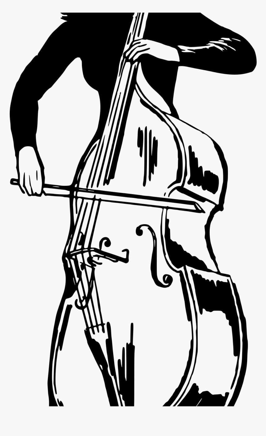 Cello Coloring Page - Double Bass Clipart Black And White, HD Png Download, Free Download