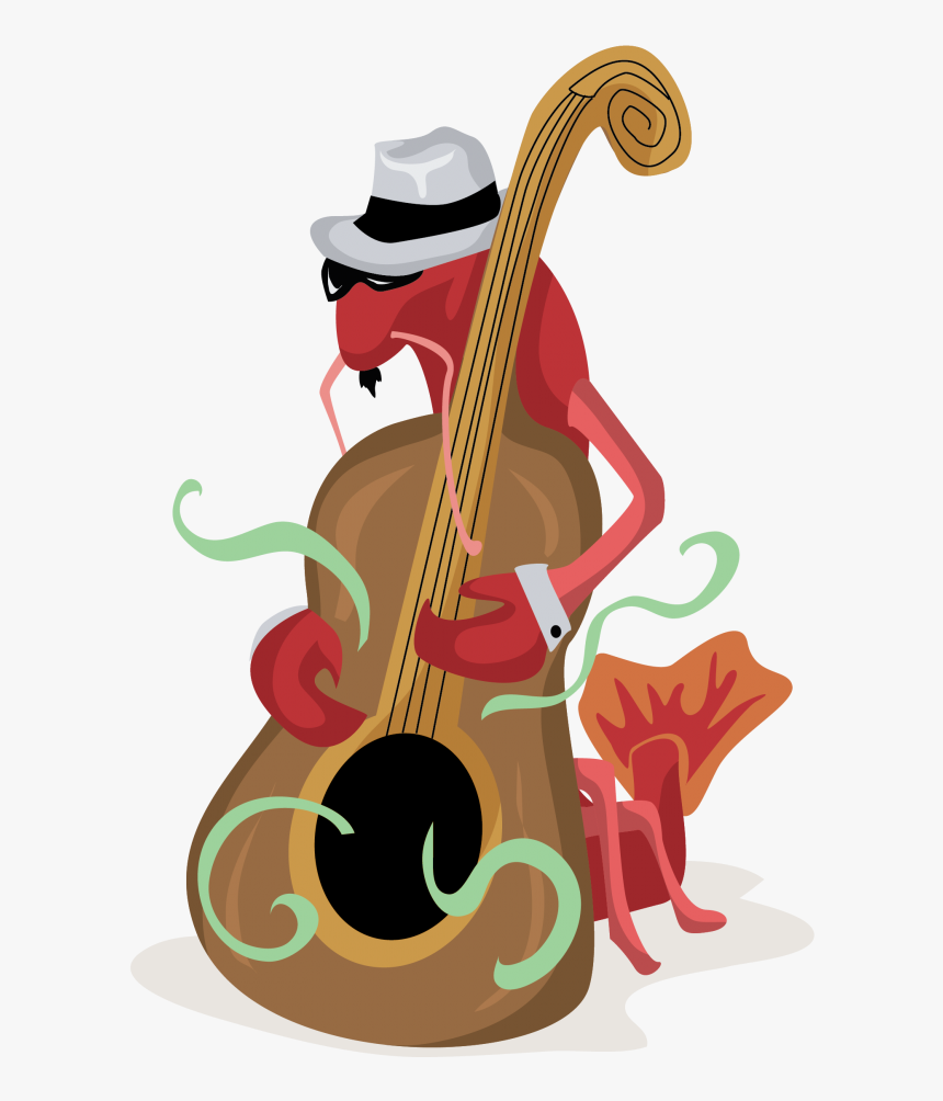 Cello Crawfish Clip Art - Crawfish Playing Instrument, HD Png Download, Free Download