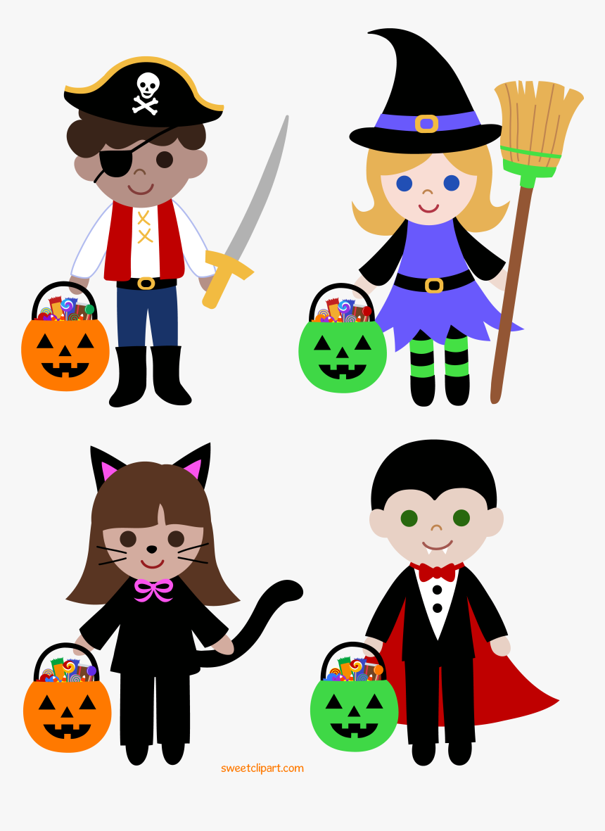 Kids Trick Or Treating Clipart Graphic Freeuse Library - Halloween Kids Clip Art, HD Png Download, Free Download