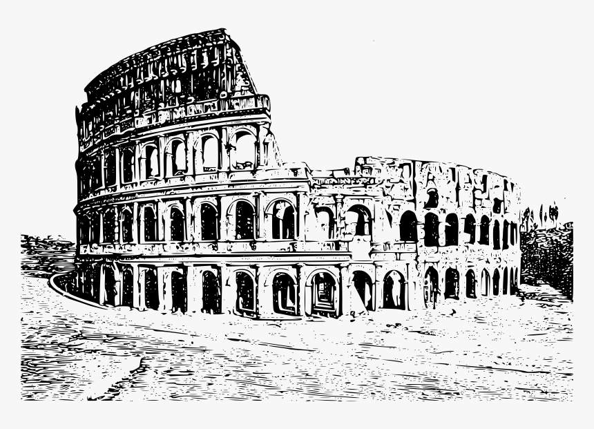 Colosseum Clip Arts - Ancient Roman Architecture Drawing, HD Png Download, Free Download