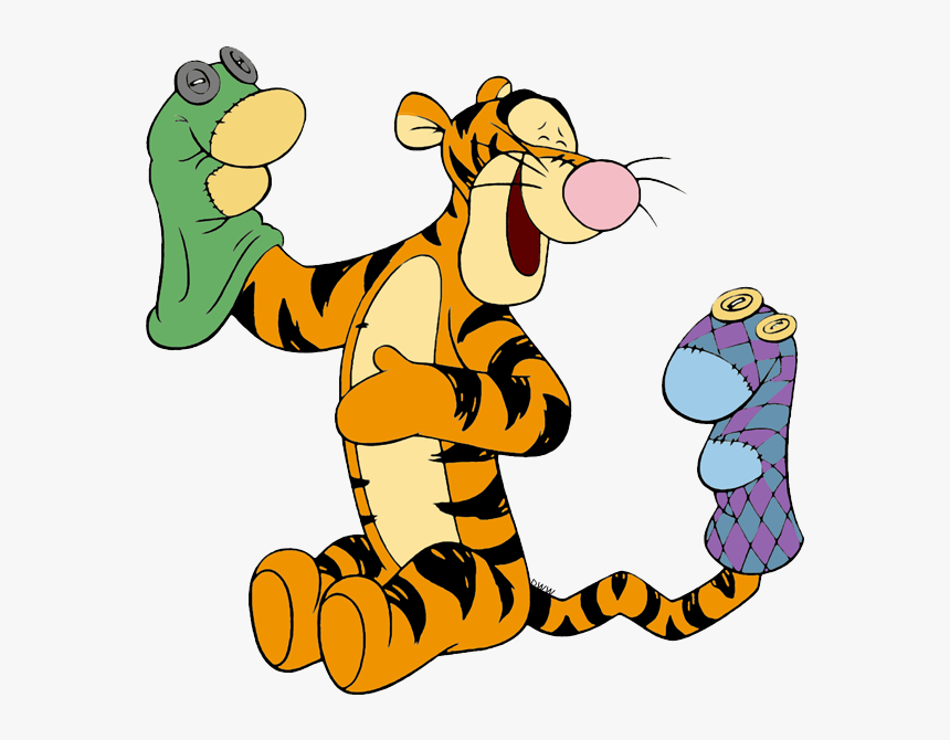 Tigger Springs Clipart Image Clip Art Of Tigger With - Winnie The Pooh Tiger Sock Puppet, HD Png Download, Free Download
