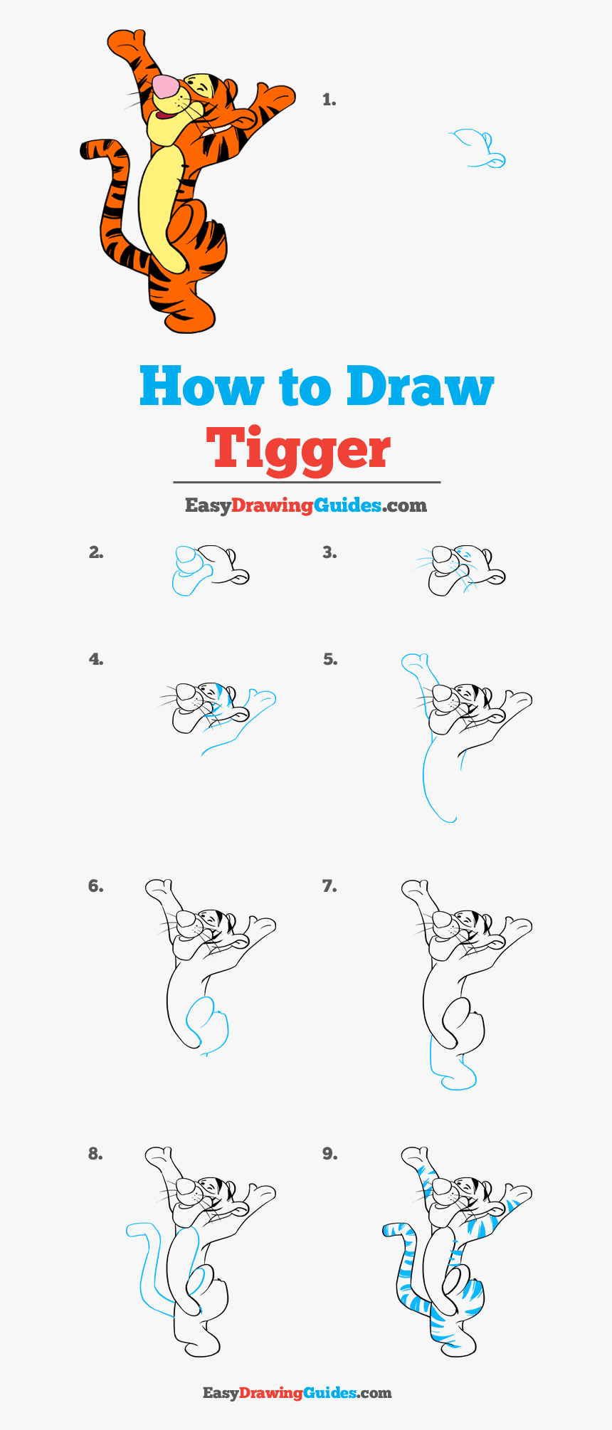 How To Draw Tigger - Draw Tigger Easy, HD Png Download, Free Download