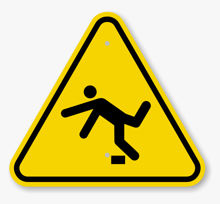 Clip Art Free Sign Transparent Danger - Slip And Fall Sign, HD Png Download, Free Download