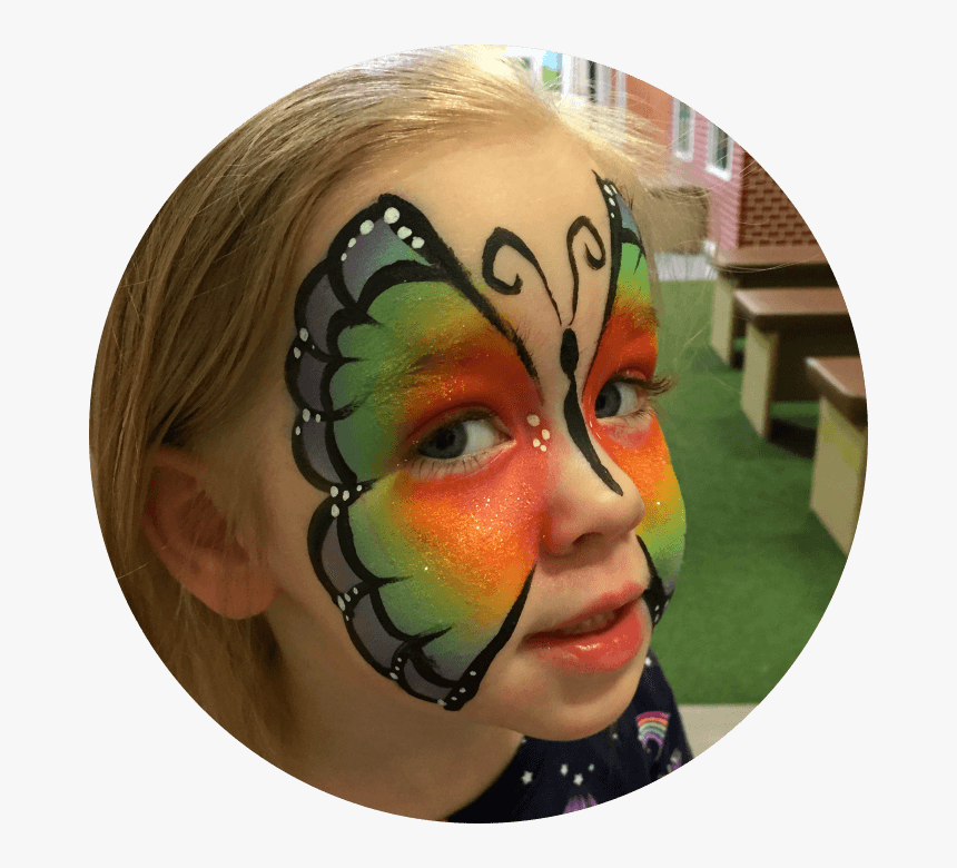 Rainbow Butterfly Face Painting - Butterfly Painting On Face, HD Png Download, Free Download