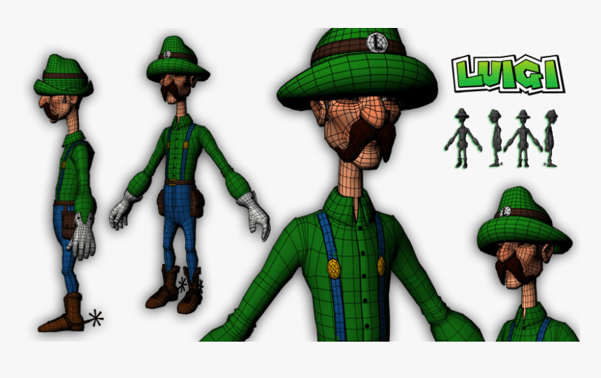 Luigi Character Modeling And Texturing 3d In Autodesk - Luigi Free 3d Model, HD Png Download, Free Download