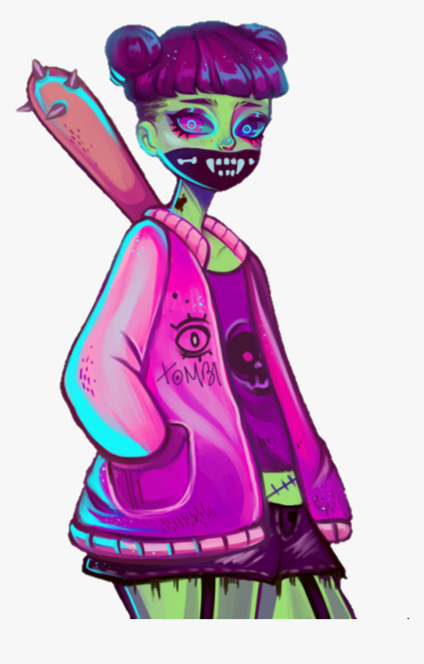 #cute #zombie #girl #art #drawing #colorful - Illustration, HD Png Download, Free Download