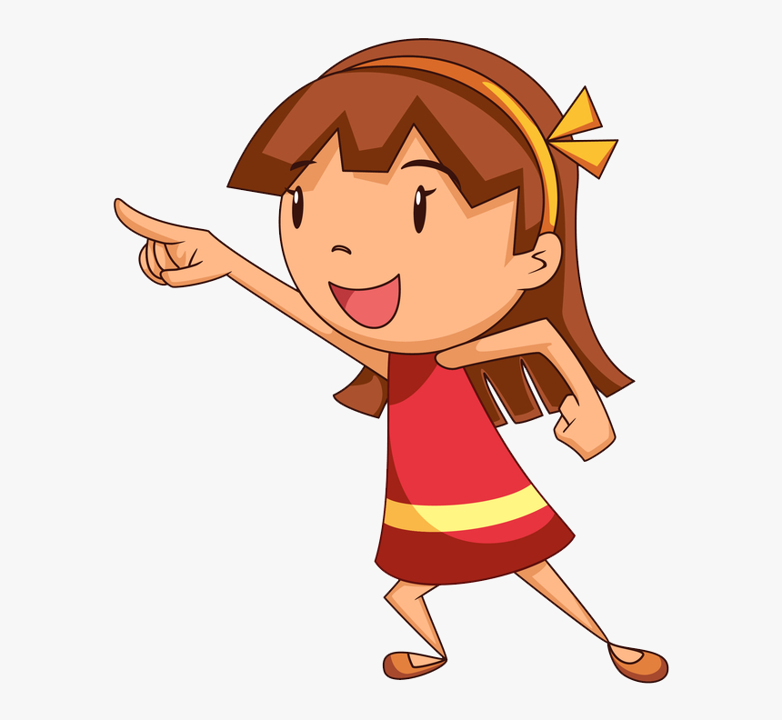 Girl Pointing - Cartoon, HD Png Download, Free Download