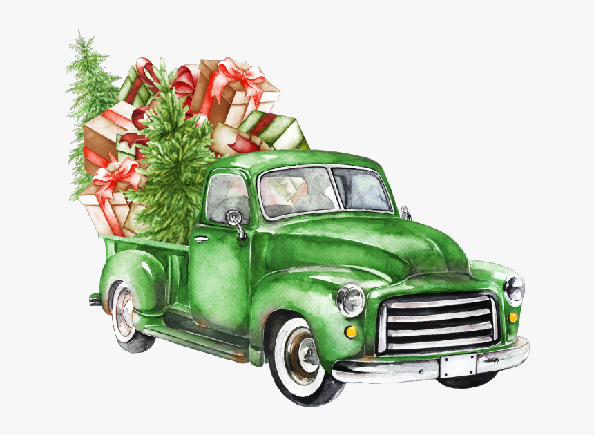 Download #watercolor #christmas #truck #christmastruck #tree - Clipart Vintage Truck Png, Transparent Png ...