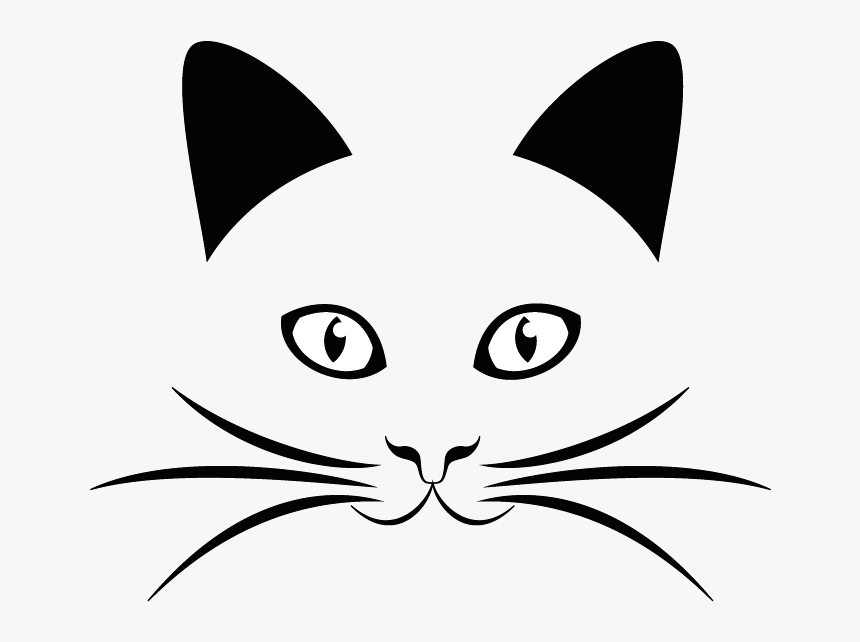 Black Cat Clipart Black Cat Whiskers Domestic Short-haired - Draw A Cat Face On Canvas, HD Png Download, Free Download