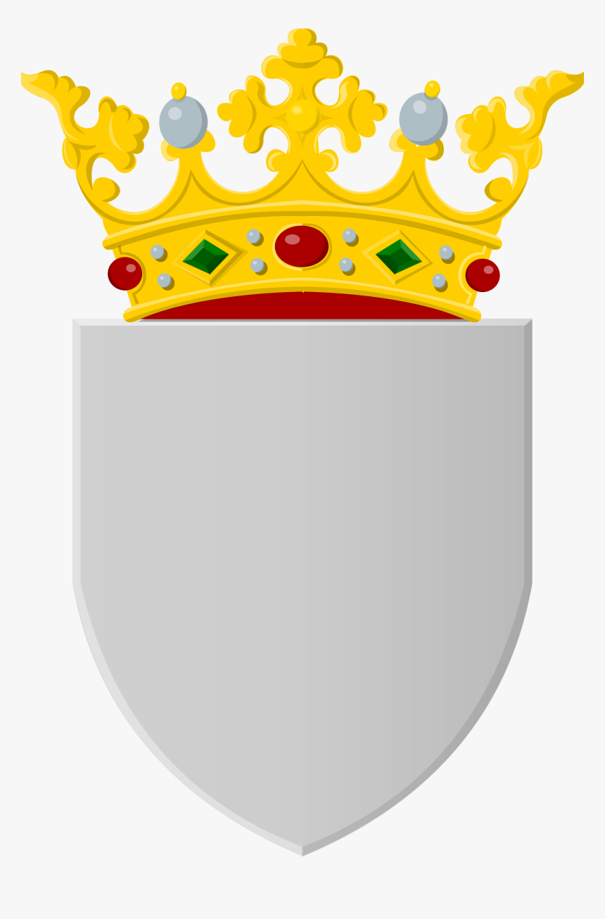 Silver Shield With Golden Crown - Heraldic Silver Shield Png, Transparent Png, Free Download