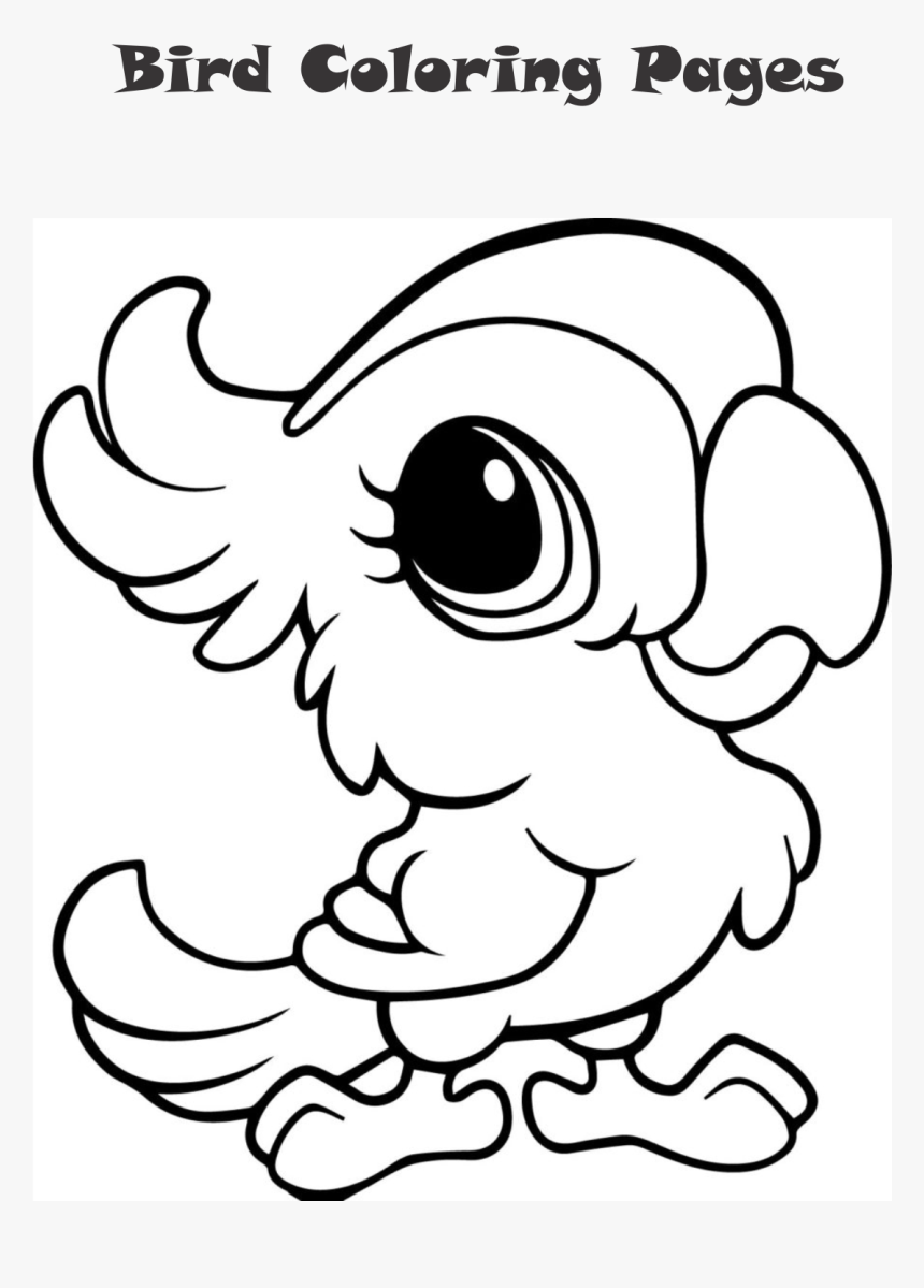 Bird Coloring Page - Cute Animal Drawings Easy, HD Png Download, Free Download